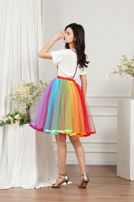 Women's Ball Gown Mini Rainbow Tulle Cute Party Dress_7