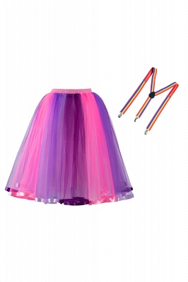 Women's Ball Gown Mini Rainbow Tulle Cute Party Dress_1