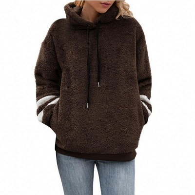 Women's Loose Fleece Long Sleeve Hooded Pullover_2