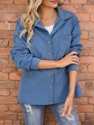 Solid Color Loose Fashion Button Long Sleeve Cardigan Shirt