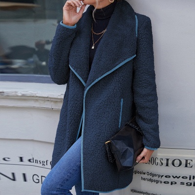 Women's Lapel Mid-Length Reversible Plush Coat