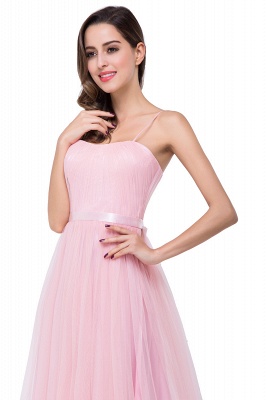A-line Sweetheart Floor-length Pink Tulle Ruffles Bridesmaid Dresses_11