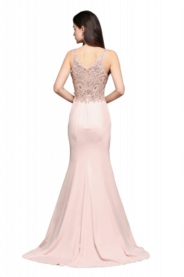 V-Neck Pearl Pink Mermaid Prom Dresses_3
