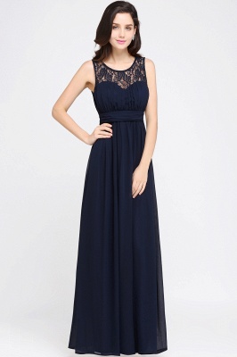 Blue Sheath Round neck Floor-length Navy  Prom Dress_13