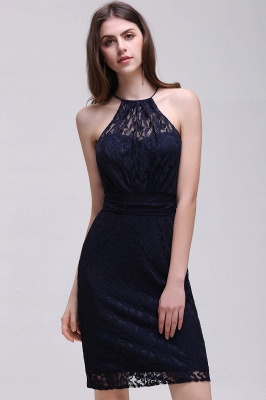 Elegant Short Sheath Halter Lace Prom Dress_5