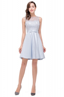 Knee Length A-Line Sleeveless Lace Prom Dresses_1
