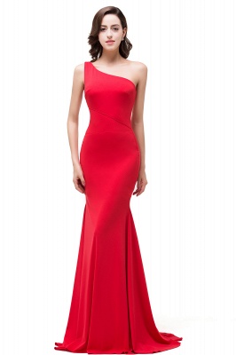 Red Mermaid One-Shoulder Floor Length Prom Dresses_4