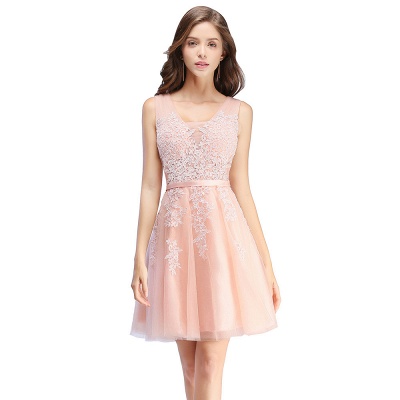 A-line Knee-length Tulle Prom Dress with Appliques_2