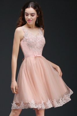 Cute Short A-line Lace Homecoming Dress_6