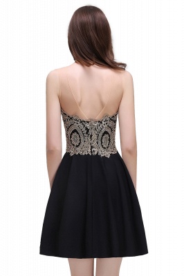 Black A-line Short Chiffon  Homecoming Dresses with Appliques_4