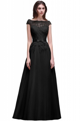 A-line Tulle Lace Appliques Floor-Length Prom Dress_6