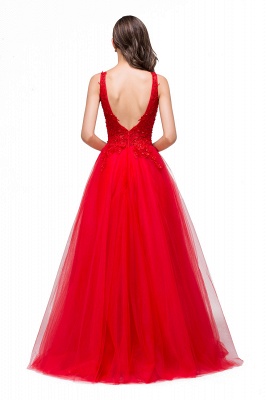 Appliques A-Line Sleeveless Floor-Length  Tulle Prom Dresses_3