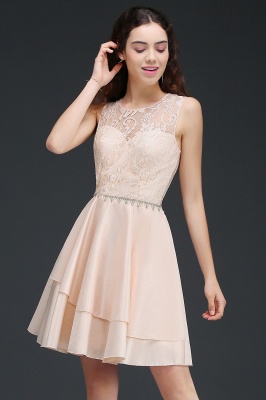 Short A-line Cute Lace Homecoming Dress_7