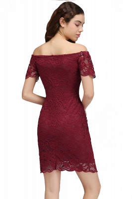 Sheath Off-the-Shoulder Short Lace Burgundy Homecoming Dresses_3