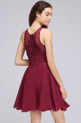 A-line Jewel Short Chiffon Burgundy Homecoming Dresses with Lace Appliques_10