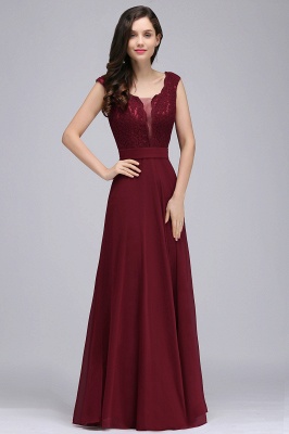 Elegant Floor-length Lace A-line Burgundy Prom Dress_6
