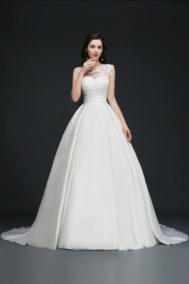 Ball Gown Sleeveless Floor-length Chiffon Lace Wedding Dresses_8