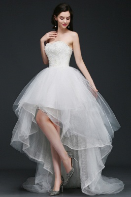 Hi-Lo Tulle A-line Lace Wedding Dress_4