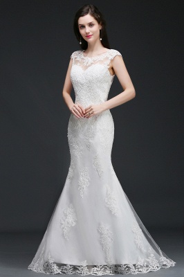 Elegant Mermaid Sweep Train Lace Wedding Dress_3