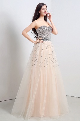 A-line Strapless Tulle Party Dress With  Sequined_6