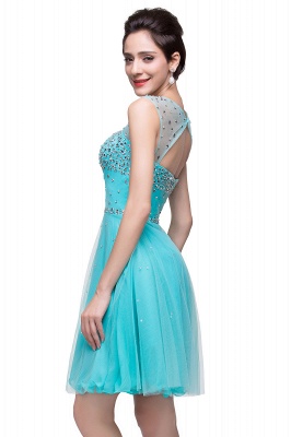 A-line Sleeveless Crew Short Tulle Prom Dresses with Crystal Beads_10