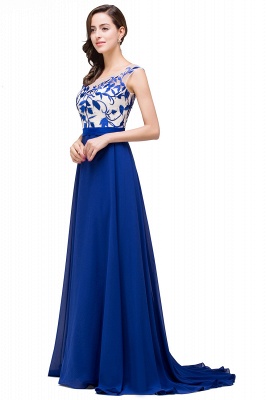 Chiffon A-Line Floor-Length Sleeveless  Prom Dresses with Lace-Appliques_5