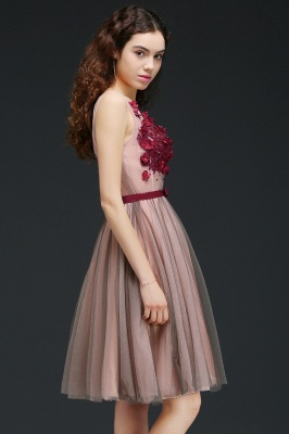 Tulle V-neck Knee-length Princess Homecoming Dress with a Self-tie Belt_7