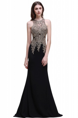 Black Lace Appliques Mermaid Prom Dresses_4