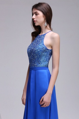 A-line Halter Neck Chiffon Royal Blue Prom Dresses with Sequins_3