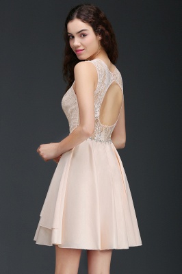 Short A-line Cute Lace Homecoming Dress_5