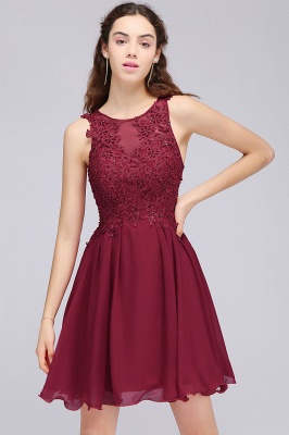 A-line Jewel Short Chiffon Burgundy Homecoming Dresses with Lace Appliques_12