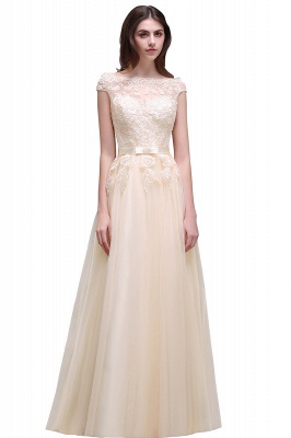 A-line Tulle Lace Appliques Floor-Length Prom Dress_7