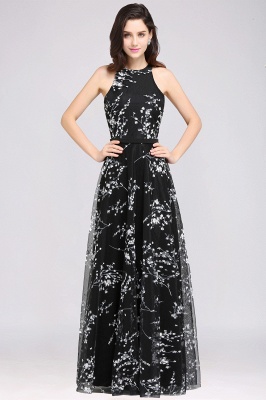 Black Long A-line sleeveless Evening Dresses_3