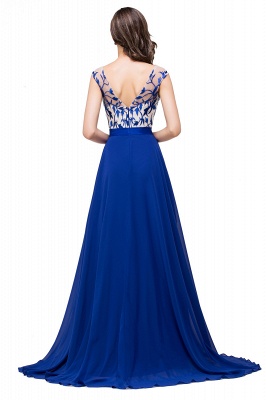 Chiffon A-Line Floor-Length Sleeveless  Prom Dresses with Lace-Appliques_3