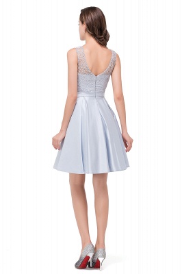 Knee Length A-Line Sleeveless Lace Prom Dresses_3