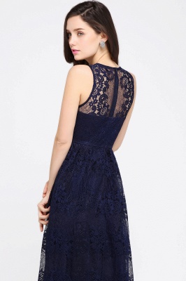 Sheath V-neck Floor-length Lace Navy Blue Prom Dress_13