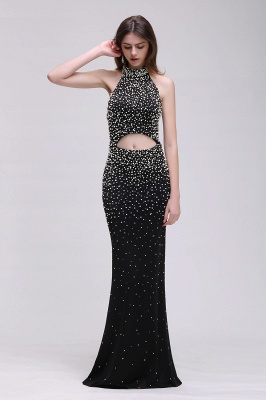 Mermaid  Black Luxury Long Prom Dresses with Beading_4