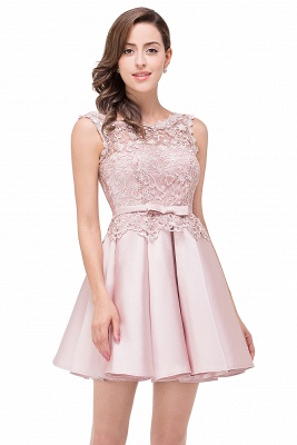 A-line Knee-length Satin Homecoming Dress with Lace_7