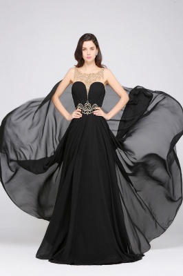 A-line Sleeveless Scoop Lace Chiffon Prom Dress_5