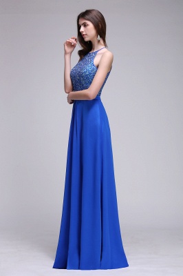 A-line Halter Neck Chiffon Royal Blue Prom Dresses with Sequins_6