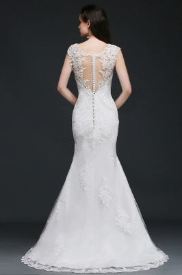 Elegant Mermaid Sweep Train Lace Wedding Dress_2