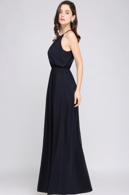 A-line Floor-length Chiffon Navy Blue Simple Prom Dress_14
