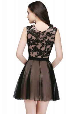 A-line Crew Short Sleeveless Tulle Lace Appliques Prom Dresses_2