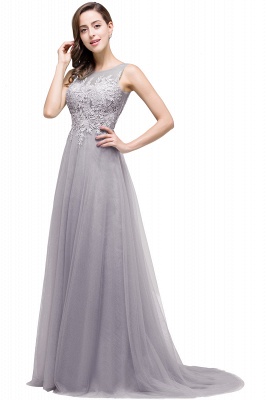 A-line Court Train Tulle Evening Dress with Appliques_8