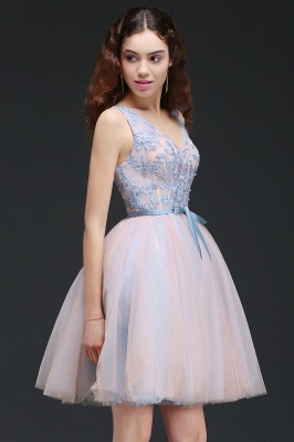 Sky Blue V-neck Knee-length Princess Homecoming Dress_7
