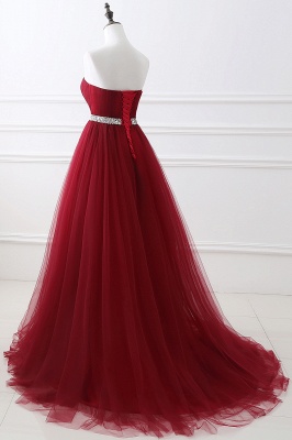 Burgundy Tulle A-line Sweetheart Prom Dress_12