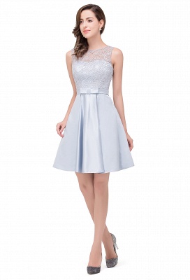 Knee Length A-Line Sleeveless Lace Prom Dresses_6