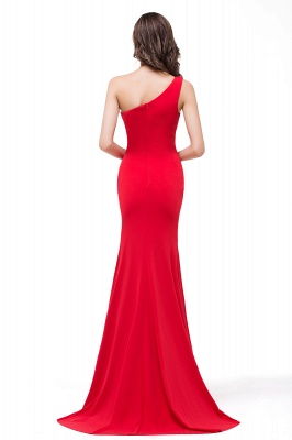 Red Mermaid One-Shoulder Floor Length Prom Dresses_3
