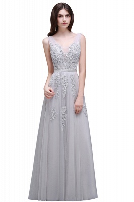 A-line Floor-length Tulle Bridesmaid Dress with Appliques_8