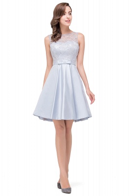 Knee Length A-Line Sleeveless Lace Prom Dresses_4